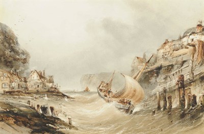 Lot 723 - Henry Barlow Carter (1804-1868) "Staithes" Signed and dated 1851, inscribed on the original...