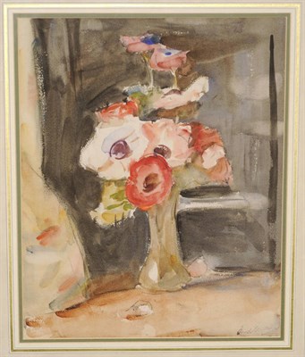 Lot 737 - Frederick William Mayor IS (1865-1916) Still Life of Anemones in a Vase Signed, inscribed on...