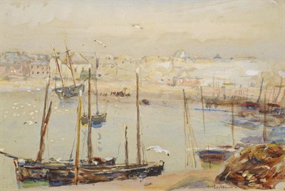 Lot 740 - Frederick William Jackson RBA, NEAC (1859-1918) "St Ives Harbour, Cornwall, Early Morning with...