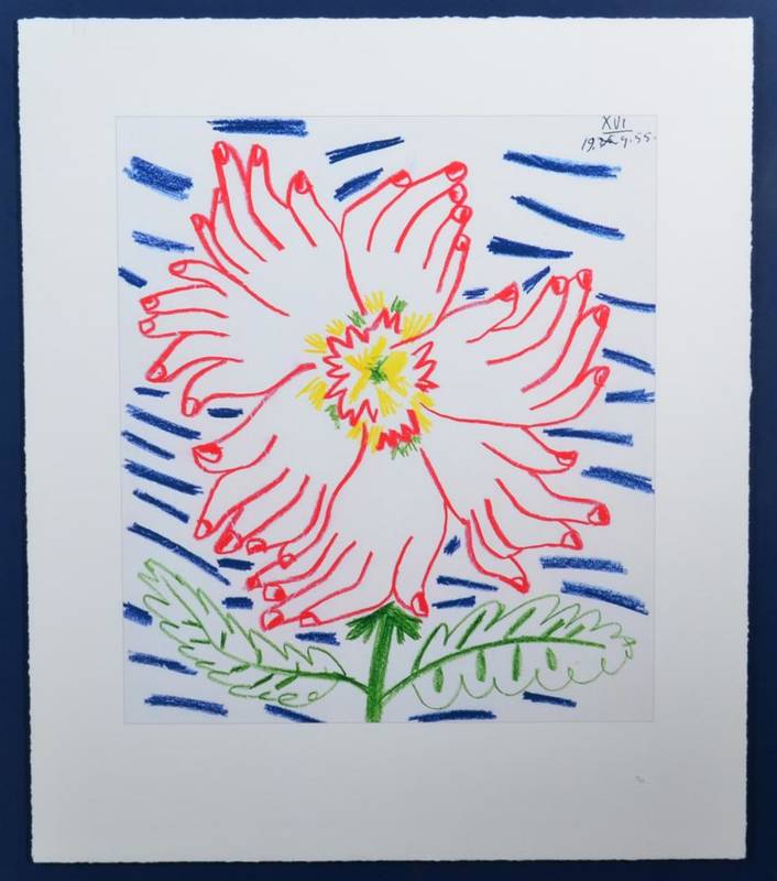 Lot 3 - After Pablo Picasso (1881-1973) ''Flower of Hands''  Number 19/50, gouttelette print, 68cm by 58cm