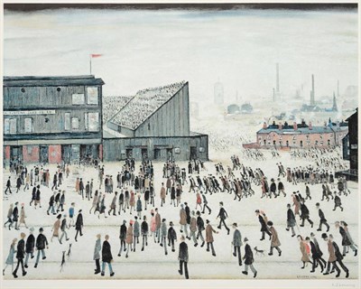 Lot 12 - After Laurence Stephen Lowry RA (1887-1976)  ''Going to the Match'' Signed, with the blindstamp for