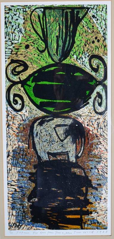 Lot 30 - Tom Wood (b.1955) ''Totem'' Signed and dated 1988, inscribed and dedicated ''For Ken from John...