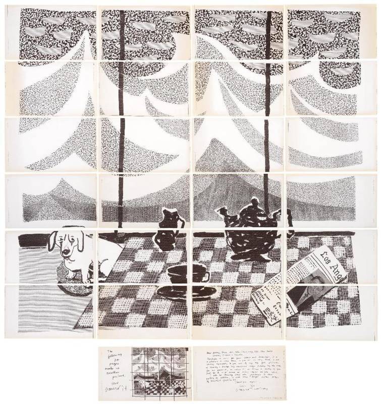 Lot 35 - David Hockney OM, CH, RA (b.1937) ''Stanley and Boodgie Sitting by the Sea'' Fax, dated 16th...