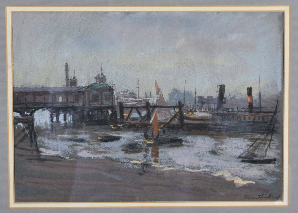 Lot 48 - Bernard Sickert NEAC (1863-1932) On the Thames Signed, pastel, 24cm by 34cm   Artist's Resale...
