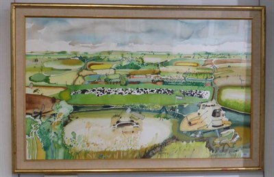 Lot 60 - David Evans (1929-1988) ''Suffolk Landscape'' Signed, watercolour, 66cm by 106cm  Exhibited:...