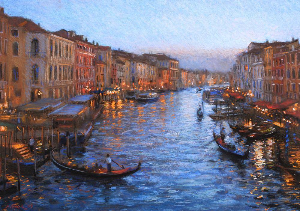 Lot 64 - John Mackie (b.1953) ''Venice'' Signed and dated (20)09, inscribed verso, pastel, 40.5cm by 57.5cm