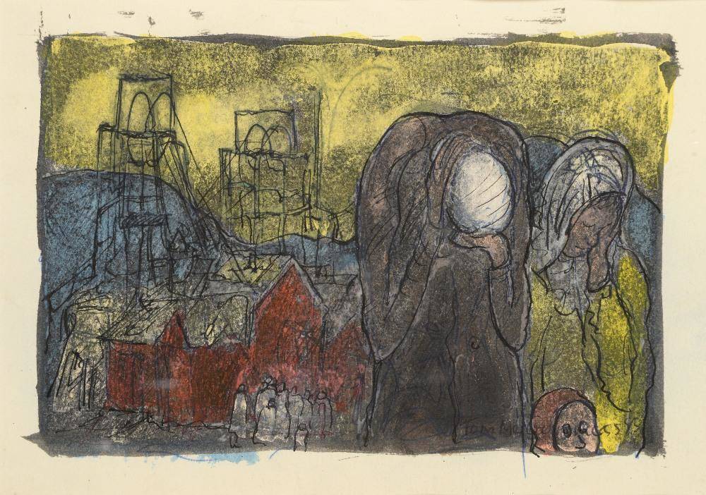 Lot 79 - Tom McGuinness (1926-2006) Pit Tragedy Signed and dated 1999, mixed media, 12.5cm by 18cm   See...