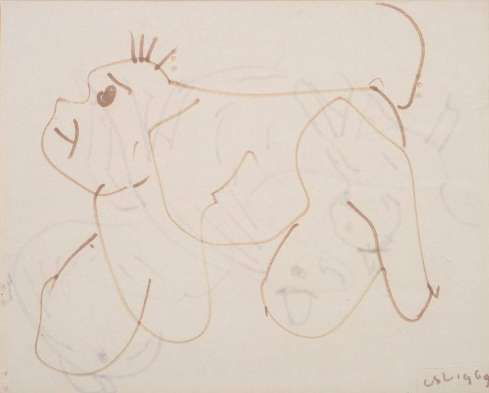Lot 83 - Laurence Stephen Lowry RA (1887-1976)  Caricature study of a dog Initialled and dated 1969,...