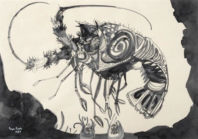 Lot 84 - Bryan Kneale RA (b.1930) ''Crawfish'' Signed and dated 1959, ink, 34.5cm by 48.5cm  Exhibited:...
