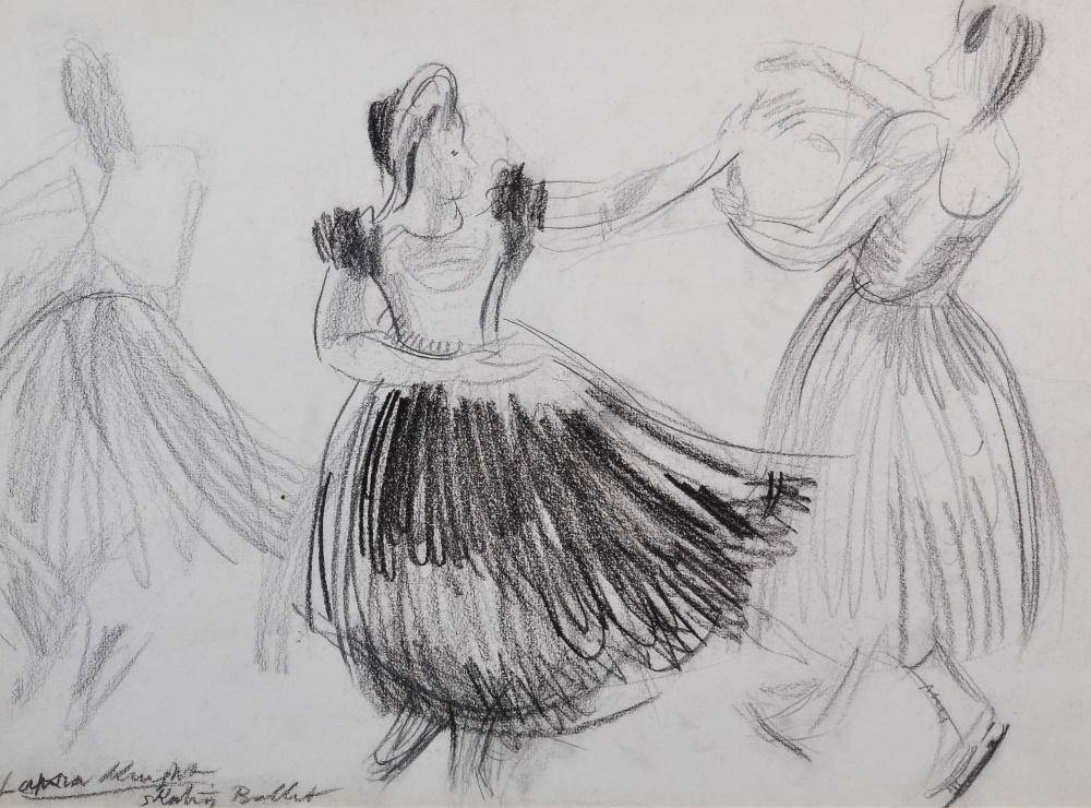 Lot 87 - Dame Laura Knight RA, RWS, RE, RWA, PSWA, DBE (1877-1970) ''Skating Ballet'' Signed and...