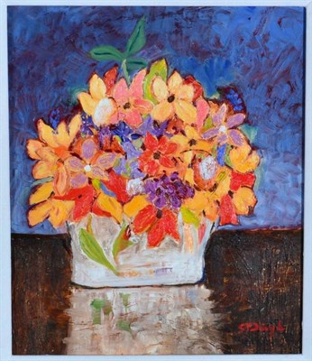 Lot 108 - Stephanie Dingle (1926-2017) ''Some Flowers'' Signed, inscribed verso, oil on board, 34cm by...