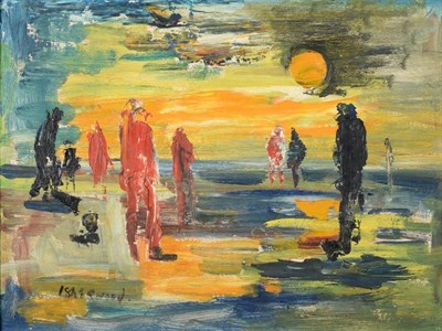 Lot 119 - James Lawrence Isherwood (1917-1989)  ''Ainsdale, Figures on Beach'' Signed, inscribed verso,...