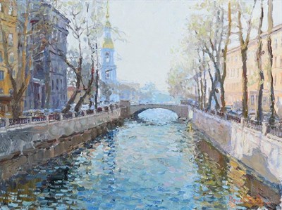 Lot 133 - Vasli Lychovich (20th/21st Century) Russian  St Nicholas and Canal, St. Petersburg II Signed,...