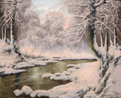 Lot 137 - Laszlo Neogrady (1896-1962) Hungarian Winter Wonderland Signed, oil on canvas, 48cm by 58.5cm   See