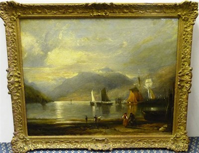 Lot 756 - Circle of Augustus Wall Calcott (19th century) Mountainous Lake Scene with Figures unloading...