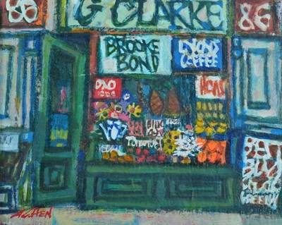 Lot 171 - Alfred Cohen (1920-2001) American  ''Clarke's Stores'', 1987 Signed, oil on canvas board, 19cm...