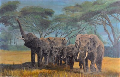 Lot 179 - Terence Tenison Cuneo CVO, OBE, RGI, FGRA (1907-1996) A herd of elephants  Signed and inscribed...