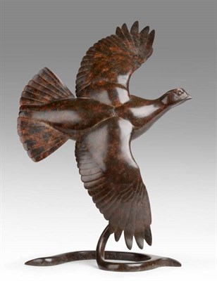 Lot 184 - Ian Greensitt (Contemporary) Red grouse in flight Initialled and numbered 2/9, bronze with integral