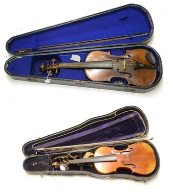 Lot 2008 - A 19th Century Russian Violin, labelled 'Rigart Rubus Petersburgh 1850', with a 357mm two piece...