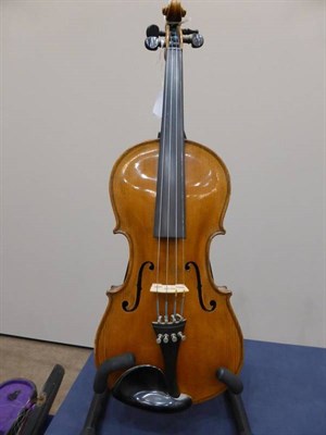 Lot 2012 - A Late 19th / Early 20th Century German Violin, no label, with a 358mm two piece back, ebony tuning