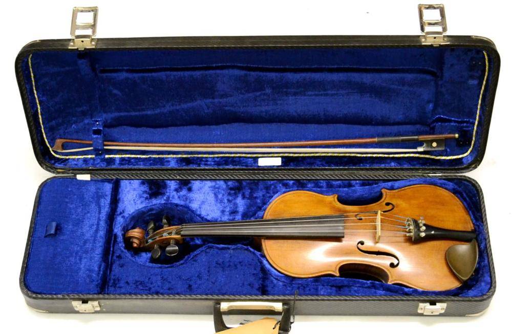 Lot 2016 - A 20th Century German Violin, labelled 'Hermann Stahl 1910', with a 360mm two piece back, ebony...