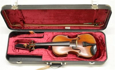 Lot 2018 - A Late 19th Century French of German Violin, labelled 'Antonius Stradivarius...', with a 359mm...