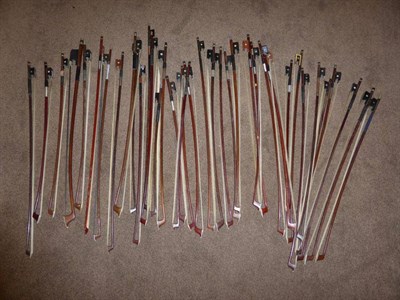 Lot 2031 - A Bundle of Mixed Violin and Cello Bows, some stamped