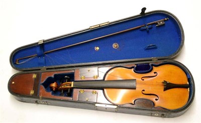 Lot 2036 - A 20th Century French Violin, no label, with a 364mm two piece back, ebony tuning pegs,...