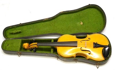 Lot 2042 - A Modern English Violin, labelled 'Shirone 7 2006', with blonde body, 364mm two piece back,...