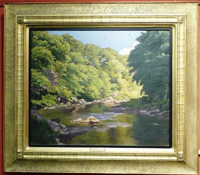 Lot 767 - Ruth Hollingsworth (ex.1906-1934) "Heron Pool on the River Usk" Signed, inscribed on a plaque...