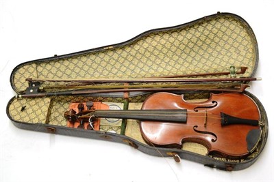 Lot 2043 - An Early 20th Century German Violin, labelled 'Guiseppe Maravelli Fecit Anno 1905', with a...