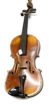 Lot 2053 - A Late 19th Century German Violin, no label, with a 357mm two piece back, lions head scroll,...