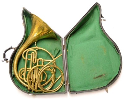 Lot 2074 - A Hawkes & Son '1st Class' Brass French Horn, inscribed to the bell 'J.L.B.28', with two...