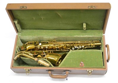 Lot 2075 - A Selmer Brass Alto Saxophone, serial number 254206, with engraved bell, mother of pearl inset...