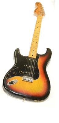 Lot 2085 - A 1970's Fender Left Handed Stratocaster Serial Number S766731 with maple neck, bullet truss...