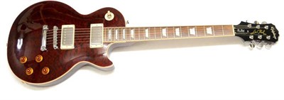 Lot 2090 - An Epiphone Les Paul Standard Limited Edition Custom Shop, wine red finish with two chrome...