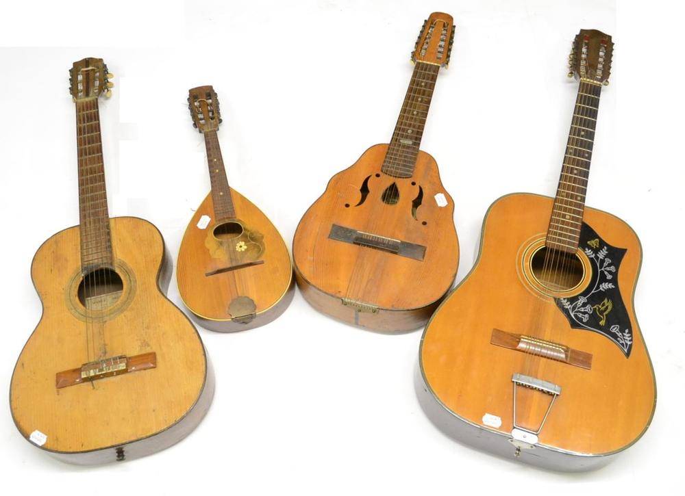 Lot 2097 - Four Stringed Instruments, comprising a Terada 12-string guitar, a flat back mandolin, a Manuel...