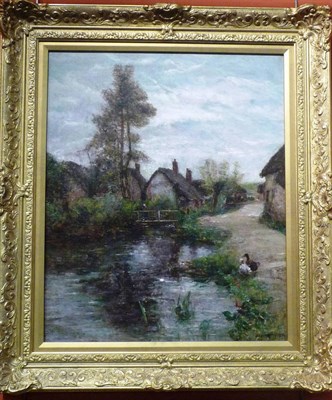 Lot 773 - Joshua Anderson Hague VPRCA, RBA, NEAC, RI, ROI (1850-1916) "The Village Stream" Signed, oil on...