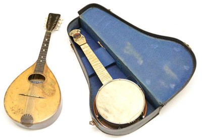 Lot 2109 - An Italian Flat Back 8-String Mandolin by G.Puglisi Reale & Figli, Roma, together with a cased...