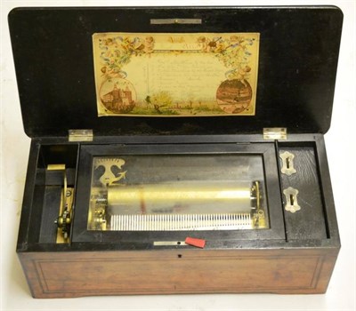 Lot 2125 - A 19th Century Swiss Cylinder Music Box, serial number 4084, with a 21cm brass cylinder and...