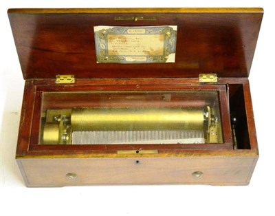 Lot 2127 - A Small 19th Century Swiss Cylinder Keywind Music Box, serial number 32649, with 23.5cm, brass...