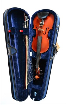 Lot 2002 - A 20th Century Violin, labelled 'Joseph Bernard', with a 355mm two piece back, ebony tuning...