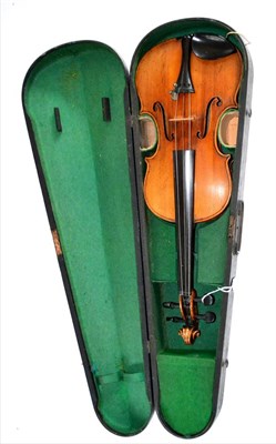 Lot 2010 - A 19th Century Violin, possibly French, no label, with a 352mm two piece back, branded to the...