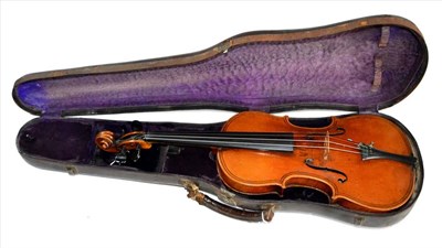 Lot 2011 - A 19th Century German Violin, labelled 'Excelsior Copy of Paulo Maggini made in Germany for...