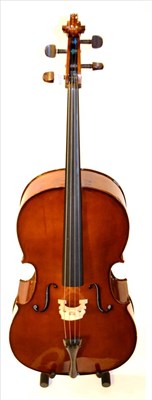 Lot 2019 - A Modern Cello, labelled 'The Stentor Student 1' with a 753mm two piece back, in a soft case,...