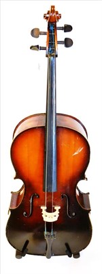 Lot 2021 - A 20th Century Hungarian Cello, labelled 'Szedegj Hangszergyar', with a 760mm two piece back, ebony