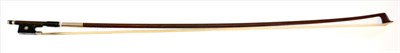 Lot 2025 - A 20th Century German Silver Mounted Octagonal Violin Bow, stamped 'Egid Dorfler', the ebony...