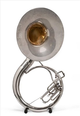 Lot 2053 - A Silver Plated Lafleur Sousaphone, imported by Boosey & Hawkes, London, with 60cm diameter...