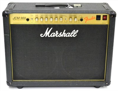 Lot 2084 - A Marshall JCM 900 100 Watt Hi Gain Dual Reverb Guitar Amplifier, with twin 12' speakers, with...