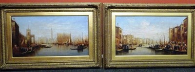 Lot 787 - Attributed to Francis Moltino (fl.1846-1867) Venetian Canal Scene with Figures beside Gondolas...